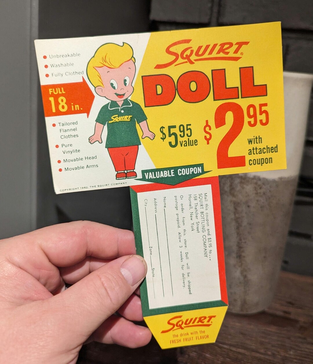 【激レア】VINTAGE SQUIRT BOY ボトルオープナー ディスプレイ 1960s Squirt Soda Bottle Topper - Squirt Boy Doll Old & Original
