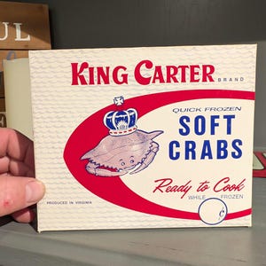 1960er Jahre King Carter Soft Crabs Crab Meat Vintage Gewachste Verpackung - Irvington Virginia LEER