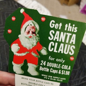 Original 1960's Double Cola Soda Carton Insert - Creepy Santa _ Cape Girardeau, Missouri