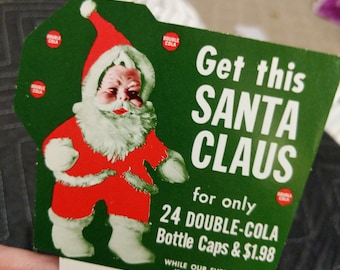 Original 1960&#39;s Double Cola Soda Carton Insert - Creepy Santa _ Cape Girardeau, Missouri