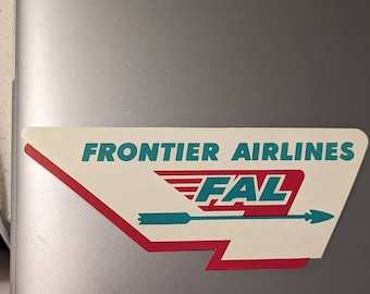 1950's Frontier Airlines Gummed Label - Old & Original -  Vintage Travel or Suitcase Decal Rocky Mountain Empire