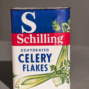 1960er Jahre Alte & Original Schilling Gewürzdose aus Metall für Celery Flakes
