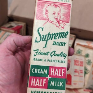 NOS 1940's Supreme Dairy Milk Pint Waxed Milk Carton or Container Tacoma, Washington