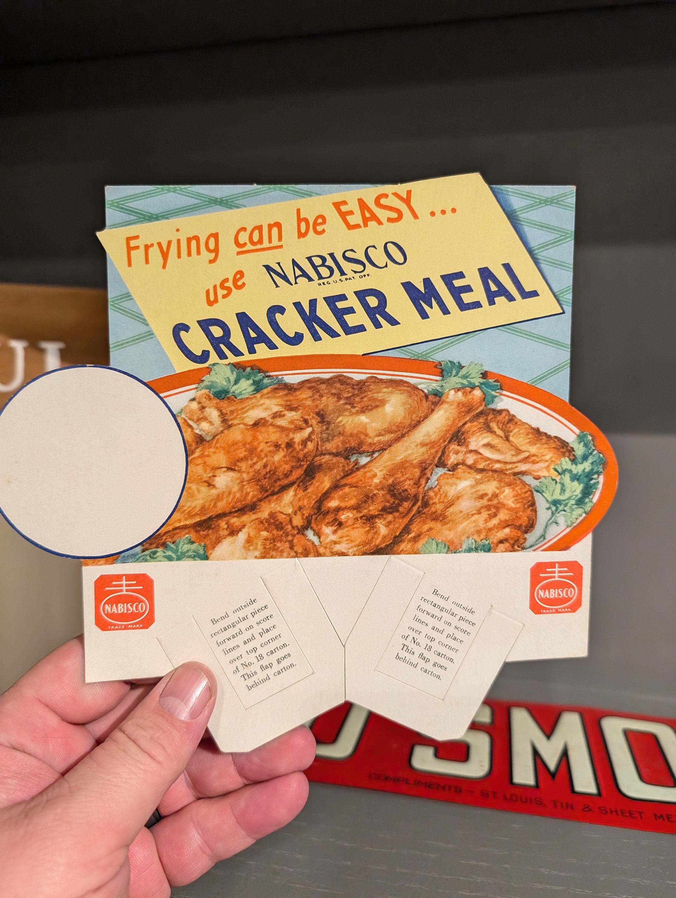 1940 50s NABISCO Cracker Meal for Fried Chicken Sign- Old