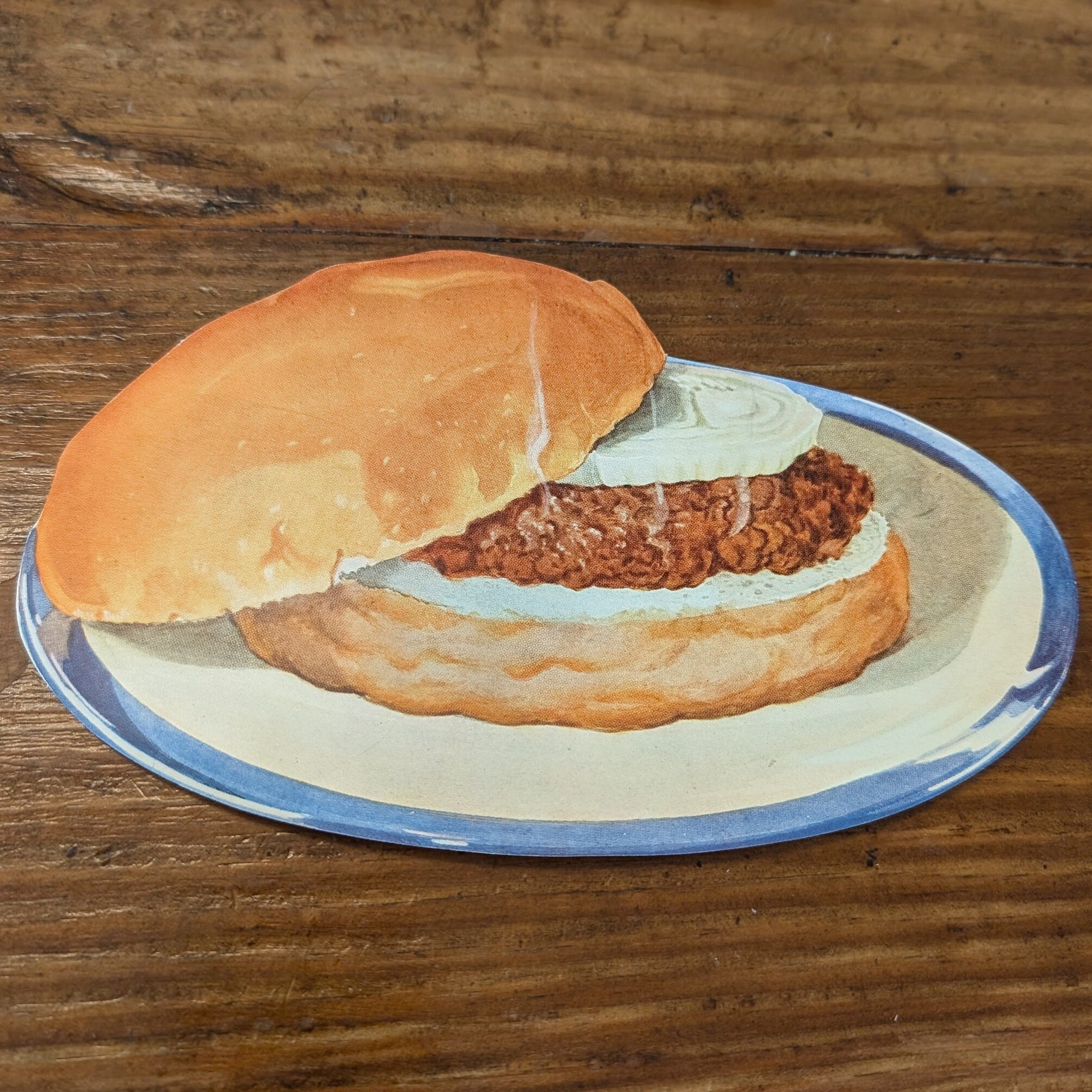 1940s 50s Hamburger With Onion Menu Board Die Cut Paper Gummed Decal ...
