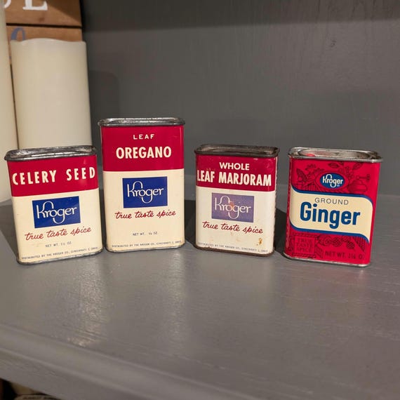 1950s Old & Original Kroger Spice Tin Seasoning Metal Spice Tin