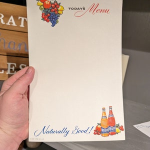 Karta menu specjalnego Mission Beverages z lat 60. XX wieku, papier firmowy - NOS - oryginalny rocznik