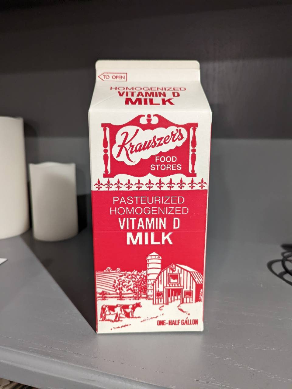 NOS 1980's Heritage House Milk Waxed Milk Carton or Container Half