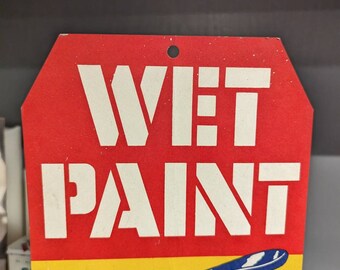 ヴィンテージ風 Califormia Paints-Stains 看板 Original 1940's Touraine Paints WET PAINT Cardboard Sign - Vintage
