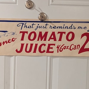 1960er Jahre Janco Tomatensaft Preisschild Küchenprodukte Original Vintage Janney-Marshall, Friedrichsburg, Virginia