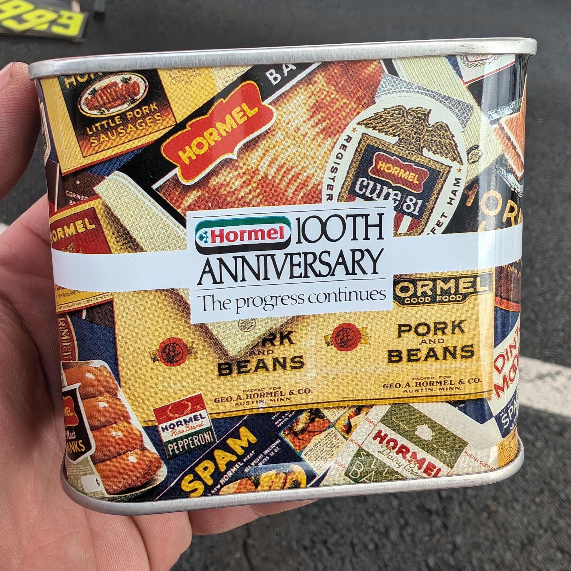 Hormel Foods 100th Anniversary SPAM Can Ban - Vintage Advertising