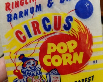 Old Unused Ringling Brothers Barnum & Bailey Circus Pop Corn Bags - Old - Original