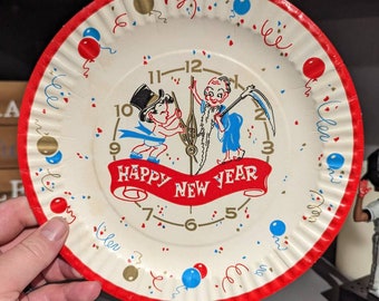 NOS Old 1960's Happy New Year Paper Plate - Old - Original SS Kresge 9 1/4" Plate