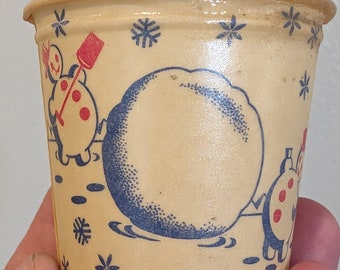 NOS 1940&#39;s Snowman Unknown Brand Ice Cream Sundae Cup - Old & Original Lily-Tulip Cup
