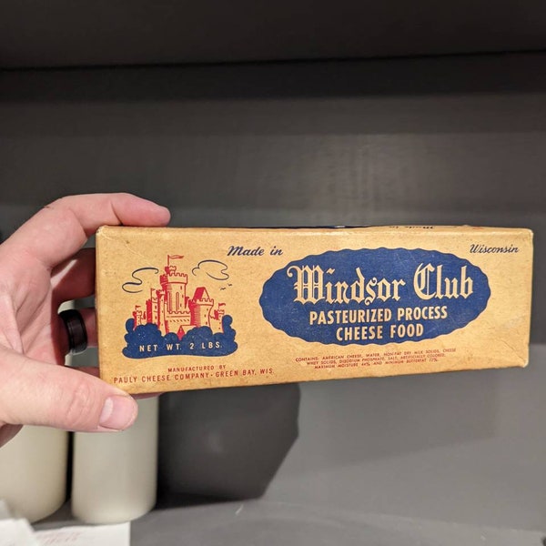 Original 1940's Windsor Club Cheese Box - Pauly Cheese Company, Green Bay, Wisconsin