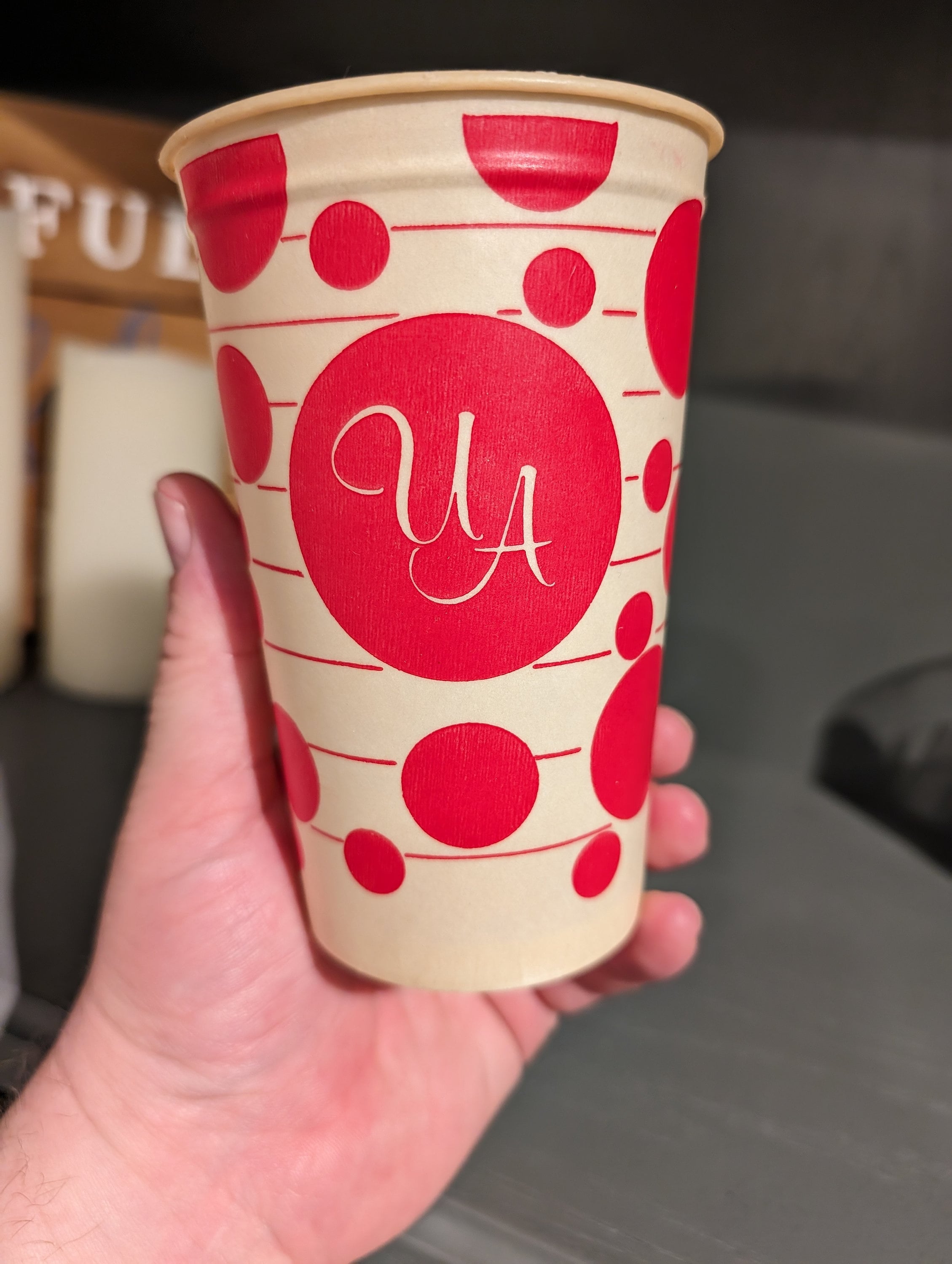 NOS 1940s 50s Red Polka Dot Waxed Paper Cup UA United Artists- Old