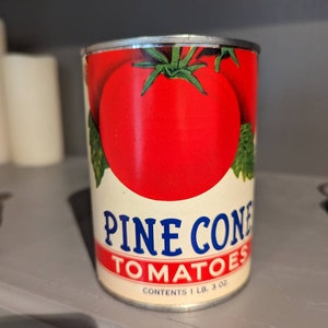 1950’s Pine Cone Tomatoes Can Label on Can Original Vintage Preston
