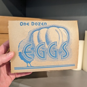 1930s Art Deco Blue Chicken Eggs Carton Kitchen Display Box - Old & Original NOS