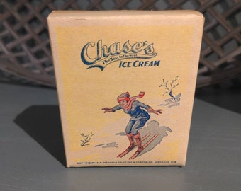 NOS 1923 Chase's Ice Cream Container - Skier! - Provo, Utah