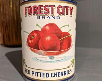 1940's Forest City Sweet Cherries Cherry Pie  can label on can Original Allen Bros., Omaha, Nebraska