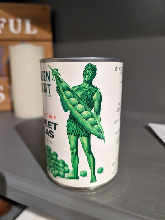 1960's Jolly Green Giant Peas Can Label on Can Original Vintage