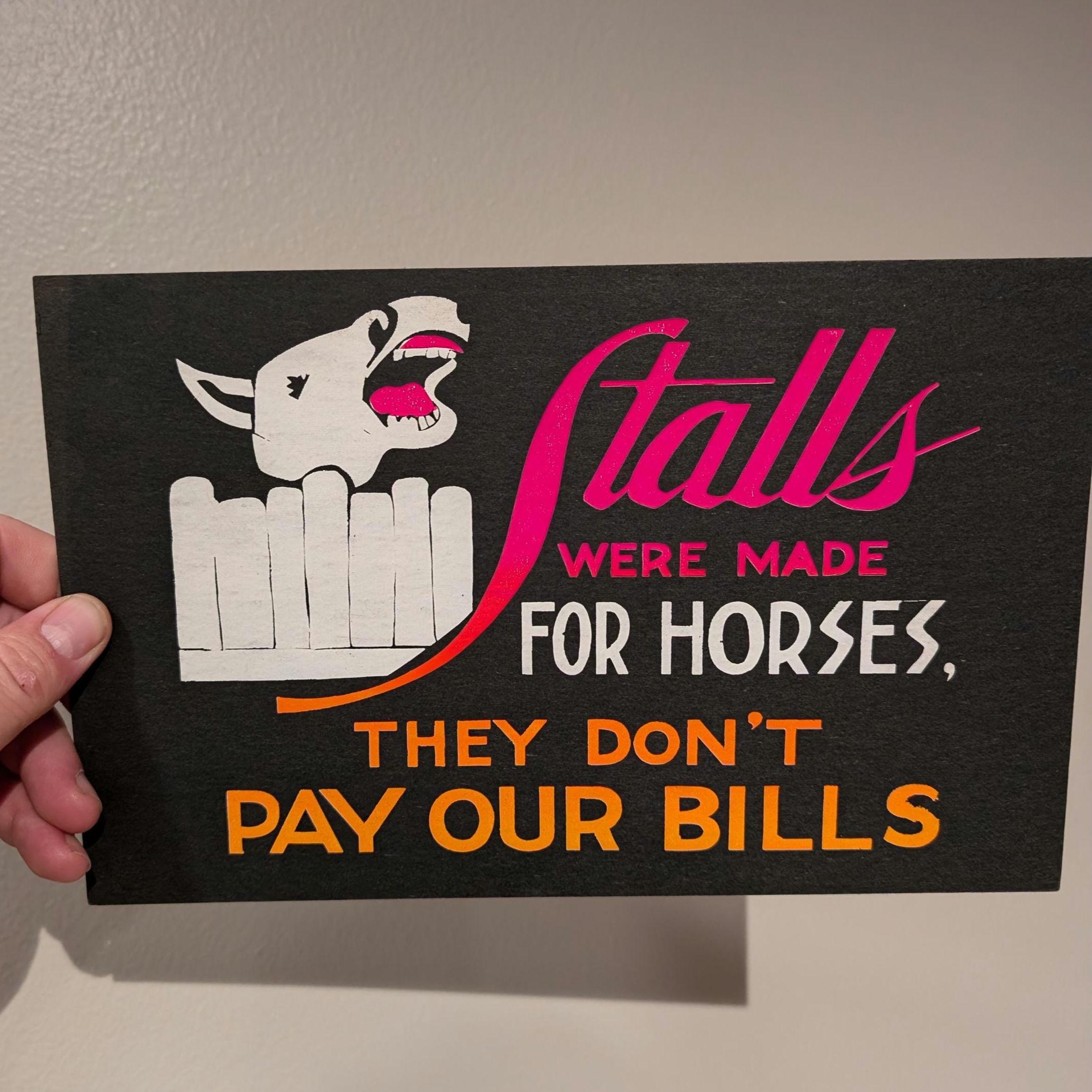 1950's Stalls Don't Pay Bills  - Cardboard Sign Vintage Diner Restaurant - Old & Original - Vintage Humor Sign
