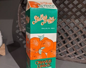 NOS 1970's Dallas Dairy Orange Drink Milk Carton or Container