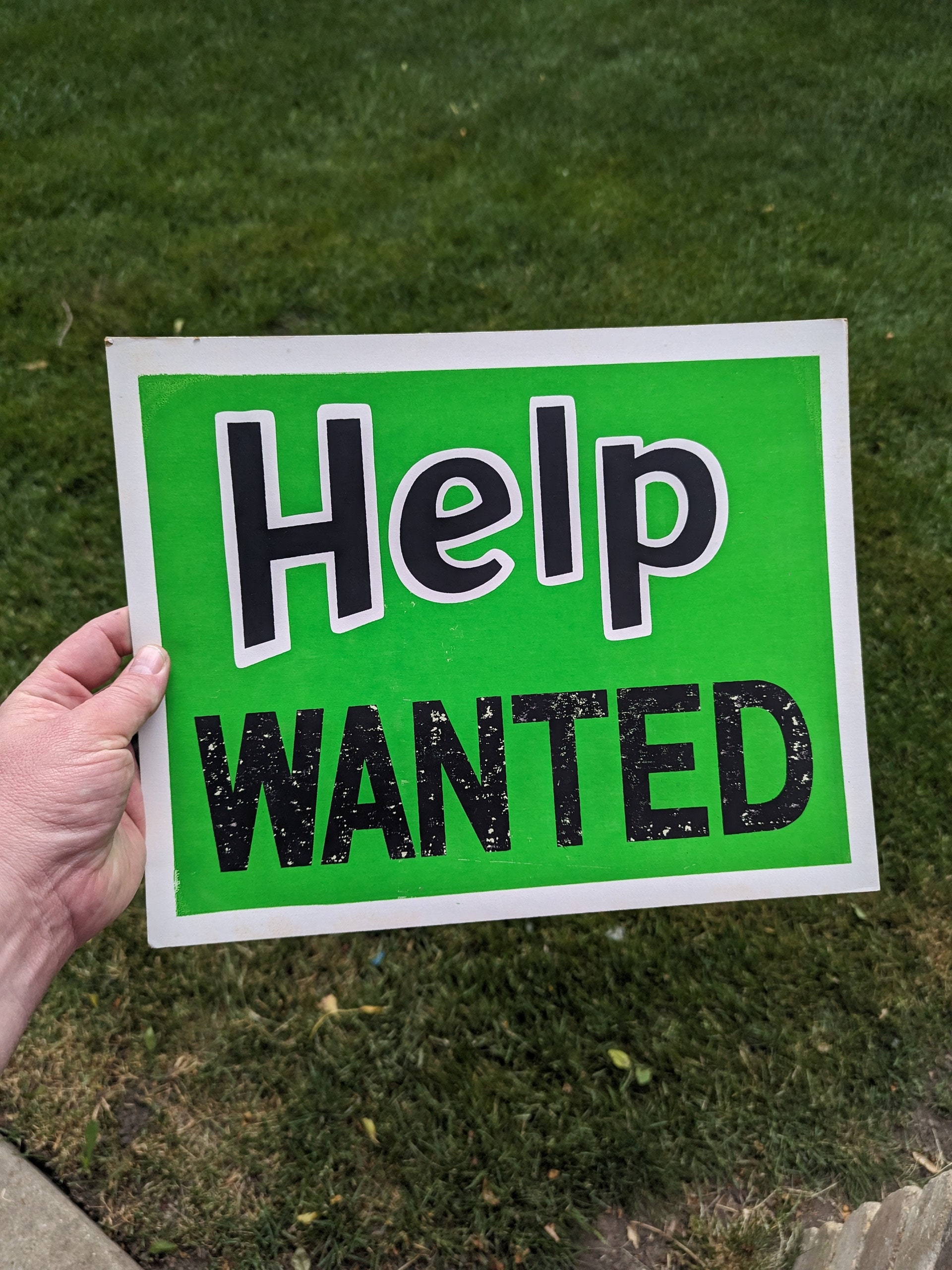 Original 1970s 1980s Help Wanted Cardboard Sign Vintage Sign - Thick Cardstock