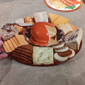 1950&#39;s Cheese and Crackers Tray Die Cut Soda Fountain Sign - Old & Original