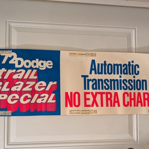 Großes Original 1970er Jahre 72 Dodge Service Autohaus Tankstelle Poster Automatik Getriebe