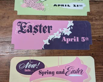 Tarjeta de precio vintage con flores de Pascua originales de los años 50 y 60 (doble cara) - Exhibición en tienda minorista CHOICE