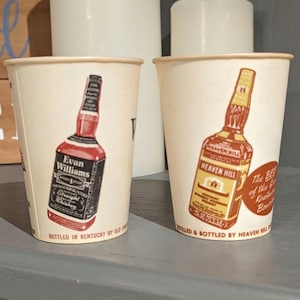 NOS 1960&#39;s Evan Williams or Heaven Hill Bourbon-like Dixie Cups - Old & Original waxed paper cups - Original Vintage
