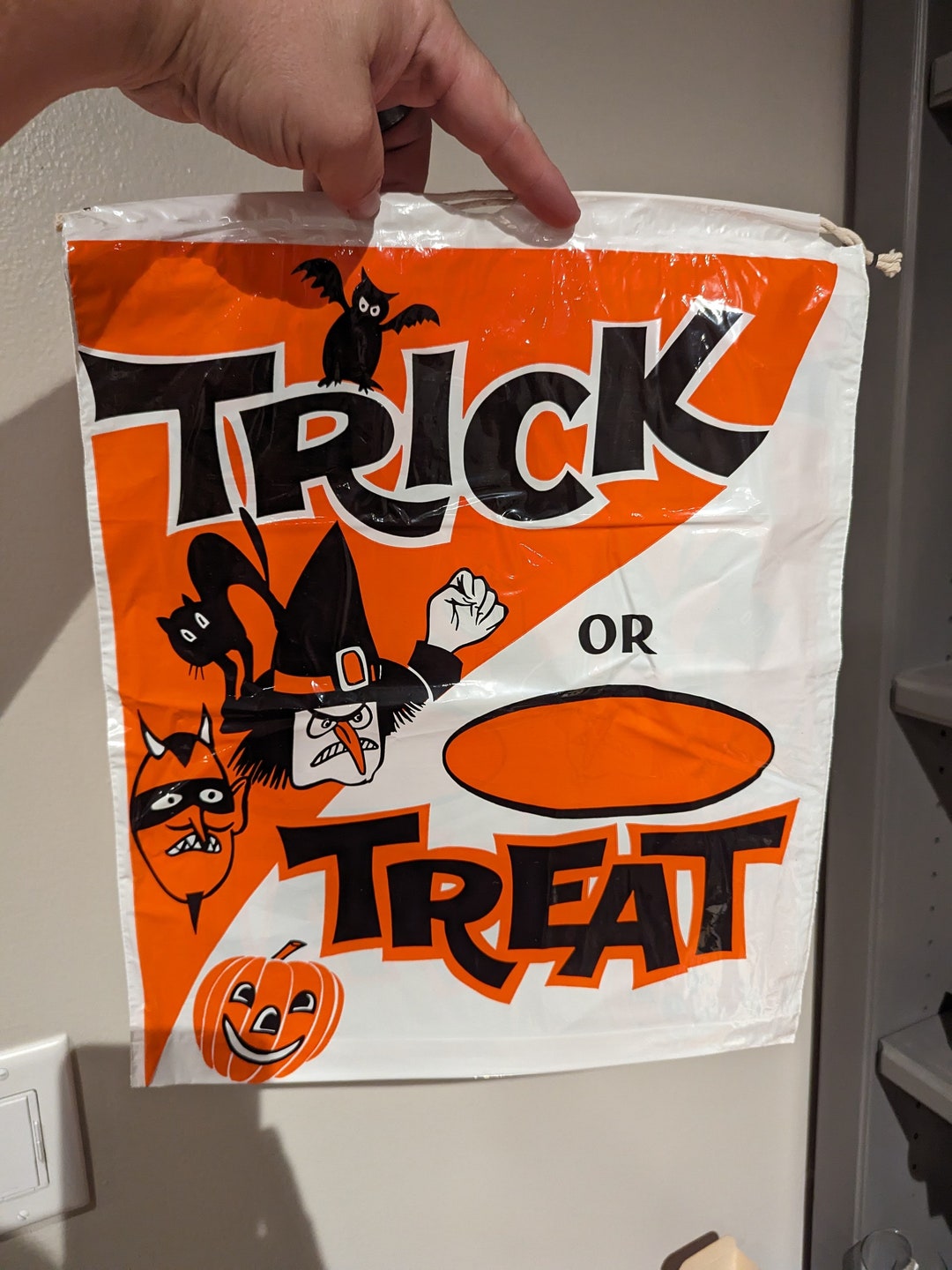 NOS Old 1960's Witch Trick or Treat Halloween Candy Treat Bag - Old ...