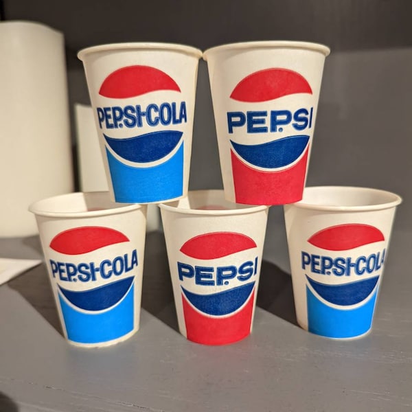 Lot of 5: NOS 1970's Pepsi Cola 3 ounces? ounces Cup - American Can Brand - Old & Original
