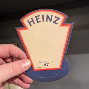 Placa de preço de supermercado Heinz 57 Sauce Price Cartão de exposição antigo e original - NOS Novo estoque antigo