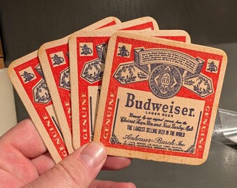 Original 1970s 80s Budweiser King of Beers Beer Coasters - Set of 4