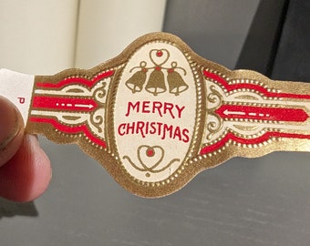 Original 1920&#39;s Merry Christmas embossed paper cigar labels. Original Vintage.