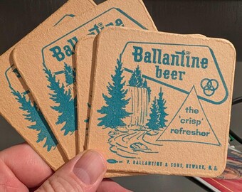 Original 1960s Ballentine Beer Coasters - Set of 4 - Vintage Beer Coasters