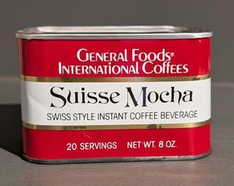 1980s General Foods International Coffee Can Suisse Mocha - Old & Orignal Metal Coffee Can - Empty Vintage Cans