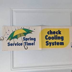 Cartel original de la estación de servicio del concesionario de automóviles Chevrolet de la primavera de 1978 con sistema de enfriamiento automático