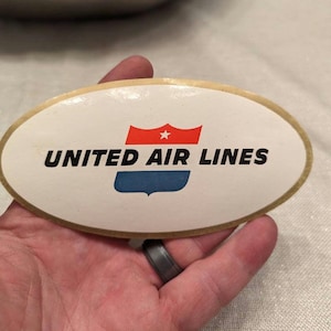 Etichetta gommata United Airlines anni '50 - Vecchia e originale - Adesivo vintage da viaggio o valigia