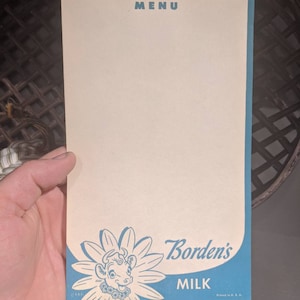 Karta menu letnich specjałów lodów mlecznych Borden's z lat 40. XX wieku, papier firmowy - NOS
