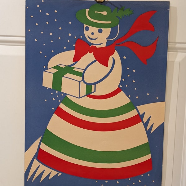 Original 1960s Snowman or Snowoman Winter Store Sign - Vintage Sign Poster - Christmas - CHOICE