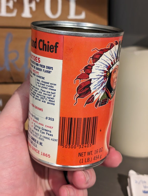 1990's Maryland Chief Brand Tomatoes Old Can Label on Can