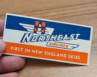 1940s Northeast Airlines Yankee First in New England Gummed Label - Old & Original -  Vintage Travel or Suitcase Decal