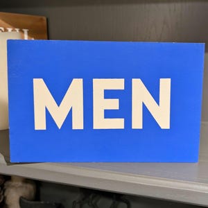 Letrero de cartón con precio para baño de hombres de los años 60: letrero de restaurante vintage