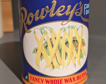 1920er Jahre Rowley's Yellow Wax Beans Dosenetikett auf Dose Original Vintage, Fabius, New York