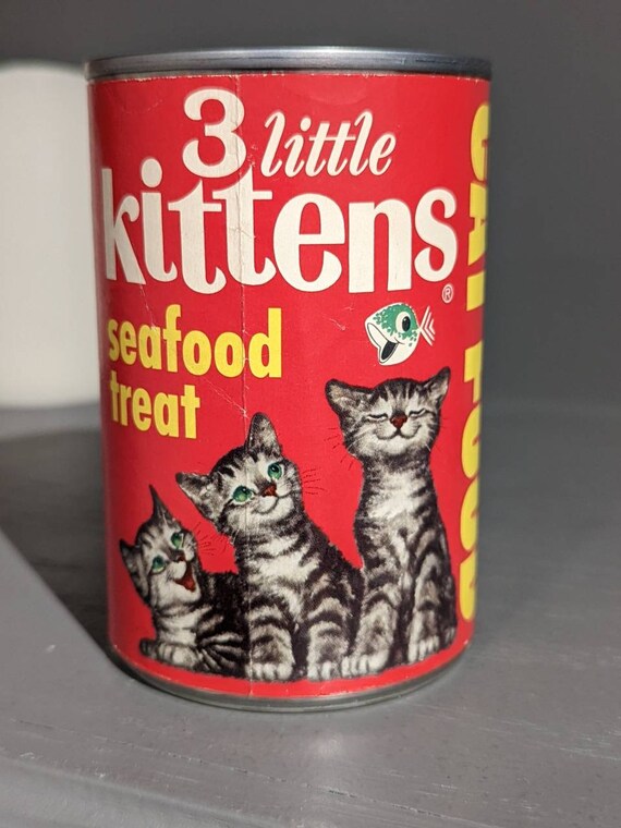 1960's 3 Little Kittens Cat Food Seafood Treat Can Label Etsy