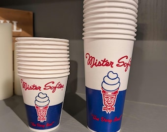 Mister Softee Eiscreme Shake Cups Original Vintage NOS - Singles oder Gruppen von 10