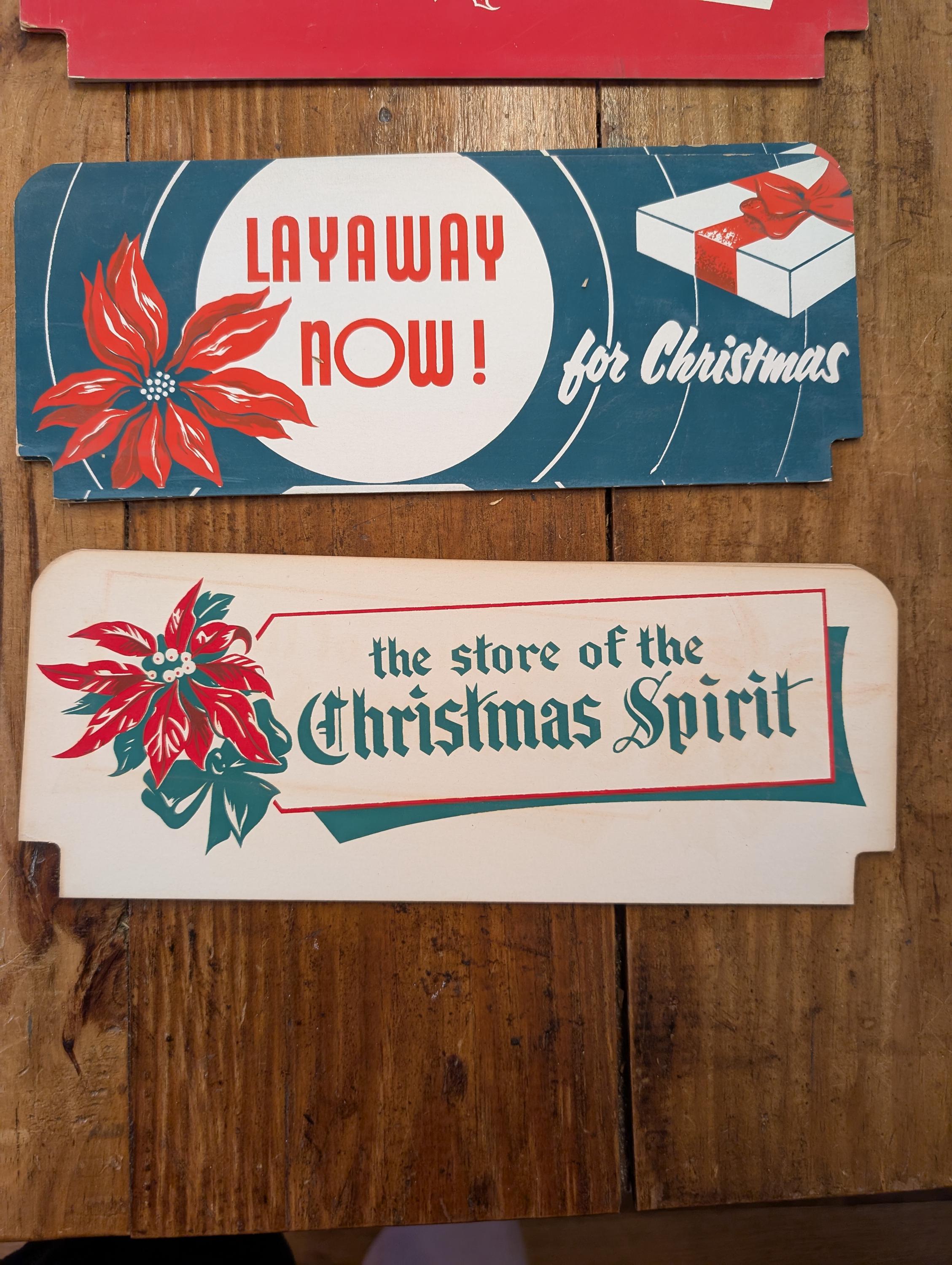 Original 1950s 60s Christmas Vintage Price Sign Card - Double
